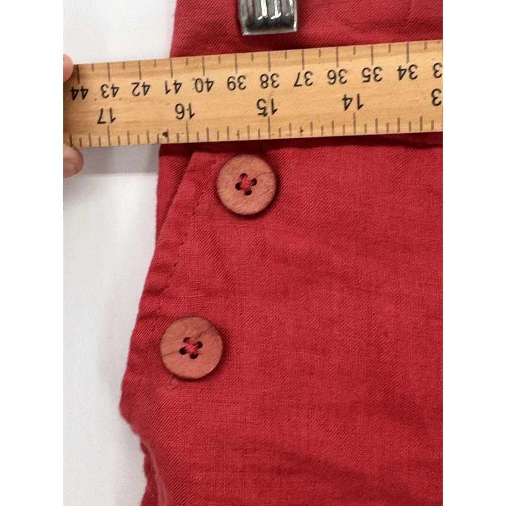 Women's Cynthia Rowley Dark Orange Red 100% Linen Flat Front Chino Shorts Size 2
